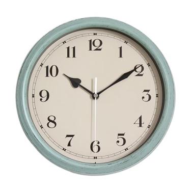 Imagem de Relógio de parede Relógio de parede nórdico vintage 28 cm com tampa vidro, funciona a pilhas e não faz tique-taque para decoração de casa(Green)
