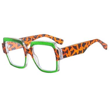 Imagem de Óculos de grau femininos com armação grande e colorida, estilo leopardo, transparente (5)