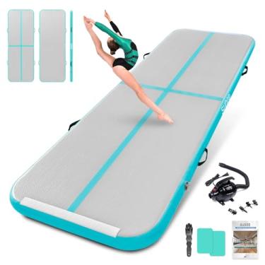 Imagem de SUDOO Tapete De Ginástica Inflável De 16 Pés, Pista De Ginástica De 4" De Espessura, Tapete De Treinamento Com Bomba De Ar Elétrica Para Uso Doméstico/Queda/Academia/Exercício/Treinamento/Liderança