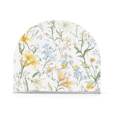 Imagem de Wassud Flores frescas (2) porta-guardanapos de acrílico, dispensador de guardanapos de papel moderno em forma de U para mesa, cozinha, sala de jantar, bancada 1 peça (comporta 50-60 guardanapos)