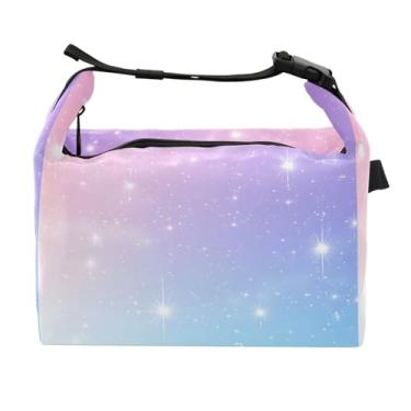 Imagem de STAYTOP Lancheira rosa azul roxa brilhante com fivela de alça, lancheira isolada para meninos e meninas lancheira bolsa térmica para trabalho escolar