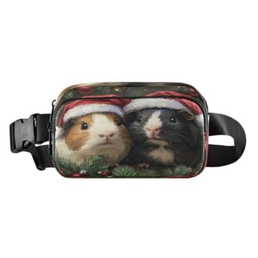 Imagem de CEBUGI Pochetes de caminhada para homens e mulheres, pochetes modernas para porquinhos-da-índia de Natal resistentes à água com cinto ajustável para treino, viagem, corrida