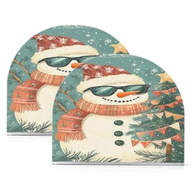 Imagem de Wassud Porta-guardanapos de acrílico de boneco de neve de desenho animado, dispensador de guardanapo de papel moderno em forma de U para mesa, cozinha, sala de jantar, bancada 2 peças (comporta 50-60