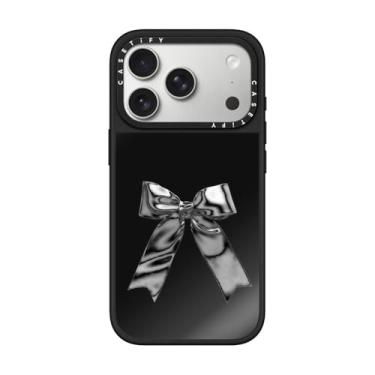 Imagem de CASETiFY Capa espelhada para iPhone 17 Pro [refletiva/compatível com Magsafe/1,5 m. 1X proteção contra quedas de grau militar] - fita metálica - preta em preto