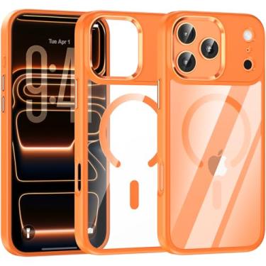 Imagem de SaiMeun Capa magnética para iPhone 17 Pro, [compatível com MagSafe] [proteção de nível militar] Capa protetora transparente rígida e moldura de TPU macio à prova de choque para iPhone 17 Pro-16,3