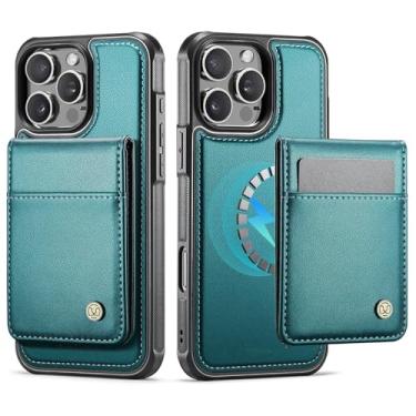 Imagem de SFDSUH Capa carteira magnética 2 em 1 destacável para iPhone 16e com porta-cartões e suporte magnético (para iPhone 16e/verde)