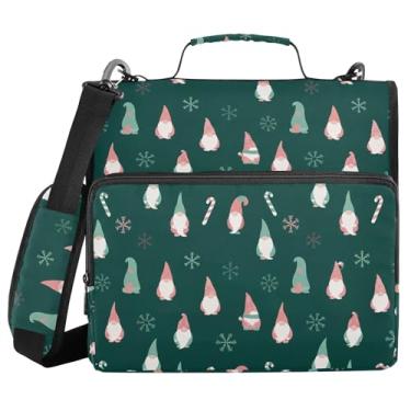 Imagem de Burbuja Pasta de fichário com 3 anéis Gnomos Snowflakes com zíper e alça de ombro para laptop de 13 polegadas, vários bolsos para trabalho de escritório