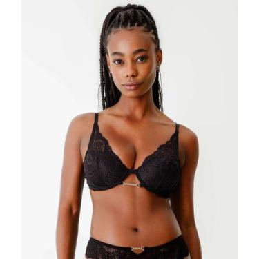 Imagem de Sutiã de Renda Push Up Com Bojo Marisa Preto-67133, 40, Preto