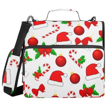 Imagem de Burbuja Pasta de fichário com zíper com 3 anéis Christmas Elements com lixa expansível e alça de ombro serve para laptop de 13 polegadas, vários bolsos para trabalho de escritório