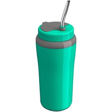 Imagem de Garrafa Térmica de Aço Inoxidável Tipo Cuia, 1000ml, Vermelho, Tampa Hermética, Isolamento a Vácuo, para Bebidas Quentes verde salvia