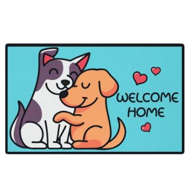 Imagem de Tapete Capacho Decorativo para Porta de Entrada, Poliéster Emborrachado, 60x40cm, Antiderrapante e Resistente, Durável e Decorativo, (CORAÇÕES)