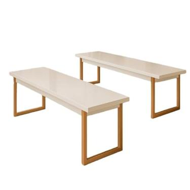 Imagem de Conjunto Bancos Estilo Industrial MDF e banco para área externa Estilo Minimalista para Casa, Cafeteria e Escritório(Off White/Bronze)