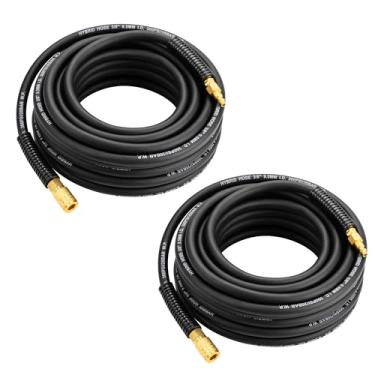 Imagem de 2 conjuntos de mangueira de ar, 3/20.3 cm x 15.2 m, conexões MNPT de 1/10.2 cm, mangueira de compressor de ar, resistente, leve, resistente a dobras, flexibilidade para todos os climas, 300 PSI