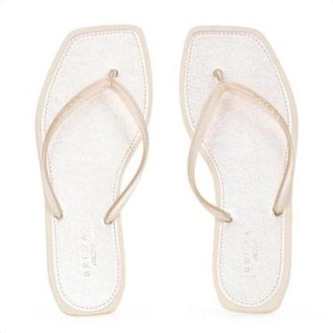 Imagem de Chinelo Brizza Arezzo Bico Quadrado Metal Square Dourado - Feminino-Feminino