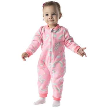 Imagem de Pijama Infantil Inverno Macacão Longo Unicórnio Rosa Soft - VRASALON, 