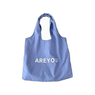 Imagem de Bolsa feminina de lona reutilizável, bolsa de tecido para academia, viagem, trabalho, Areyou-azul-claro, XX-Large