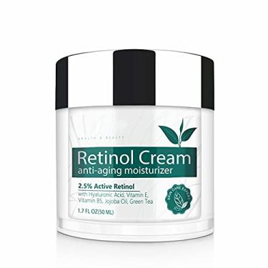 Imagem de Creme de retinol para rosto, hidratante facial com 2,5% de retinol, ácido hialurônico, creme hidratante antienvelhecimento diurno e noturno para mulheres e homens, para todos os tipos de pele