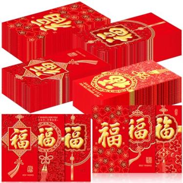 Imagem de Jetec Envelope vermelho chinês de 300 peças 2024 Ano Novo Chinês Hong Bao Lunar Pacotes de Dinheiro da Sorte para Decoração de Suprimentos de Casamento de Aniversário de Primavera, 8,5 x 16,6 polegadas, 6 Padrões (Estilo Clássico)