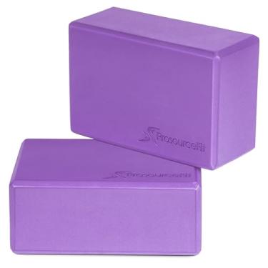 Imagem de ProsourceFit Conjunto de 2 blocos de espuma para ioga, tijolos de EVA de alta densidade, suporte resistente para ioga, tamanho grande, 10 x 15 x 23 cm (roxo)