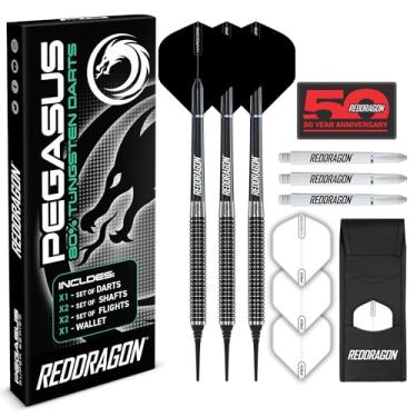 Imagem de RED DRAGON Pegasus Tungsten Soft dardo dardo - 18 g Saco de dardo branco, Voos brancos e dardos