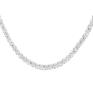 Imagem de Jovialpixie Colar de tênis feminino banhado a ouro 14K com pedras de zircônia cúbica e corrente ajustável de 33 a 45 cm, presente para Natal, batismo, casamento, aniversário, aniversário (caixa