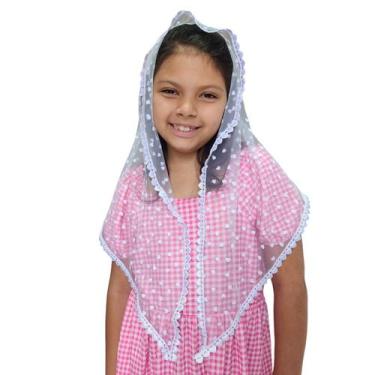 Imagem de Véu CCB Juvenil Renda Estreita Tule Poá Coração - EBY VÉUS, Redondo (B