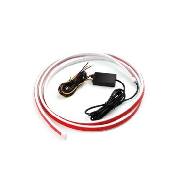 Imagem de Unifizz Tira de luz de LED cortável sob o capô - Guia de luz de giro de tiras de LED para motor automotivo - IP66 à prova d'água - Acessórios de decoração externa diurna - CC 15V branco e amarelo 180