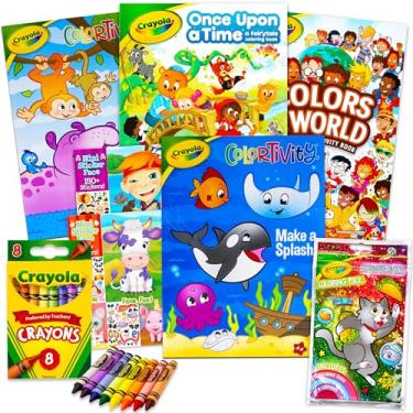 Imagem de Crayola Coloring Books for Kids Toddlers Crayola Learning Set Bundle - 13 Pc Crayola Animal Coloring Activity Books with Crayola Learning Crayons Jumbo and Crayola Stickers (Crayola School Supplies)