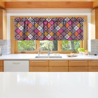 Imagem de sgqjdpmc 1 peça de cortinas de cozinha boêmia para janelas de cozinha cortinas de arte de fazenda decoração sobre pia 45,7 x 137 cm