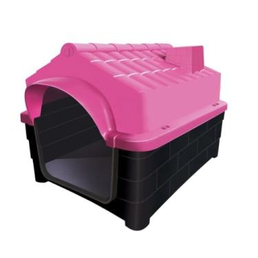 Imagem de Casinha Pet Plástica para Cães e Gatos Pequenos com Colchonete | Casa Pet Resistente com Fácil Montagem(Rosa,COM COLCHONETE)