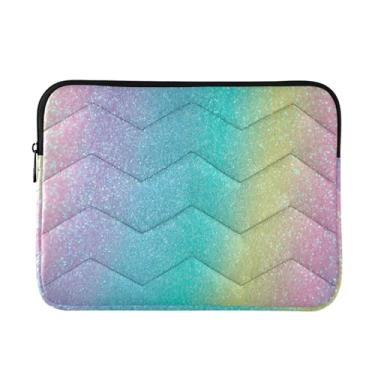 Imagem de Bolsa Iridescente Rainbow Glitter Slim Leve para Laptop Bolsa de Transporte Durável para Tablet de Viagem para Trabalho, Bolsa Masculina para Laptop de 13 a 14 polegadas