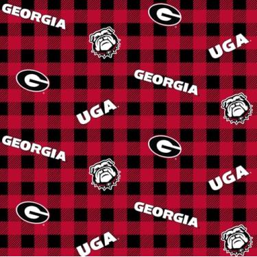 Imagem de University of Georgia Bulldogs Buffalo Plaid Tecido 100% algodão oficialmente licenciado pela Sykel Enterprises – 2 jardas pré-cortadas