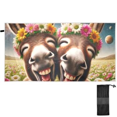 Imagem de TSENQUE Bonito burro animais engraçados toalha de praia à prova de areia toalhas de praia finas secagem rápida arco-íris grandes toalhas de praia verão férias de praia essenciais 152 x 76 centímetros
