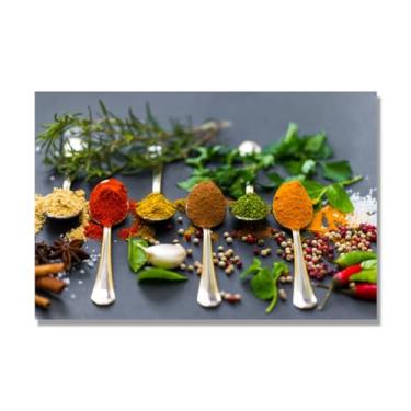 Imagem de NHLDZYH Decoração de parede de cozinha moderna especiarias, impressão de arte, imagens para cozinha, decoração de parede de cozinha moderna. C35. 40 x 60 cm. Apenas tela