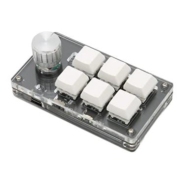 Imagem de Cryfokt Mini Teclado de 6 Teclas Interruptor Azul Com Fio USB Teclado Mecânico Portátil Programável para Designers de Jogos de Escritório Material Acrílico (Branco)