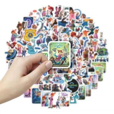 Imagem de Adesivos Zootopia para garrafas de água 100 peças adesivos bonitos, à prova d'água, bonitos e modernos, adequados para copos, telefones, bicicletas, guitarras, malas, piano, skate.