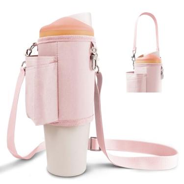 Imagem de BydGxy Bolsa de transporte para garrafa de água com bolso para telefone e suporte para batom Owala 1,134 g FreeSip Tumbler & Owala 1,134 g, alça transversal ajustável e alça, serve para copo Stanley