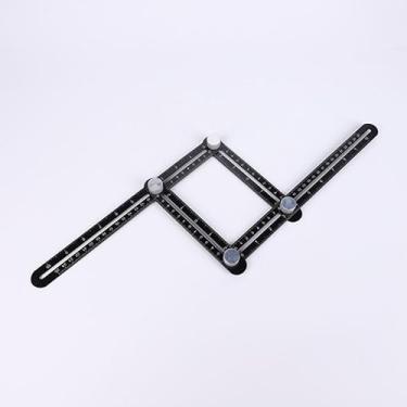 Imagem de Régua de plástico ABS multifuncional de 4 dobras, transferidor de 4 lados e quadrado de carpinteiro ajustável com escala dupla para bricolage e artesanato