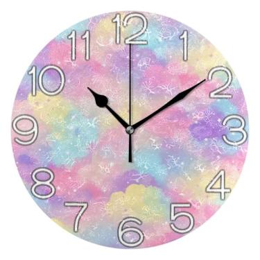 Imagem de GAIGEO Relógio de parede decorativo analógico estético silencioso sem tique-taque relógio de cozinha de escritório, decoração de parede vintage, sala de estar, número de relógio branco com Kedu, 25 cm