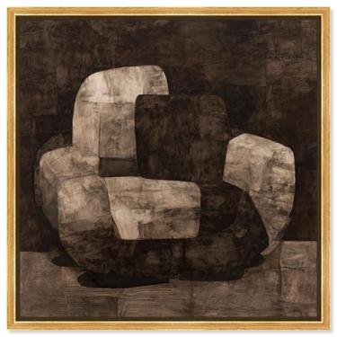 Imagem de Monolithic Seat II Impressão em tela Boho Brown Wall Art por Art Remedy, moldura dourada, 20 x 20