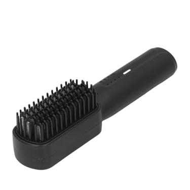 Imagem de Brrnoo Escova Alisadora de Cabelo de 2500mAh, Pente Alisador de Cabelo Portátil de Aquecimento Rápido Com Condicionador de Integrado e 3 Engrenagens de Temperatura Ajustáveis, (Preta)