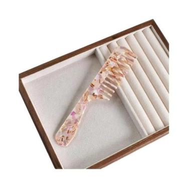 Imagem de Pente De Cabelo Feminino Multicolorido De Acetato Com Cabo Longo E Den