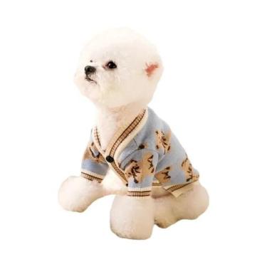 Imagem de Suéter Cardigan Listrado De Luxo Para Filhote De Chihuahua E Bichon Fr