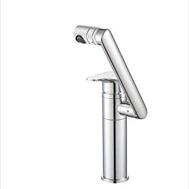 Imagem de Bancada moderna cromada pia de banheiro torneira de lavatório de água quente e fria girando em qualquer direção torneira de pia de água quente e fria