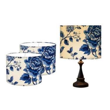 Imagem de Abajur de mesa, 33 cm L x 25 cm A impressão HD geométrico floral deixa abajur de mármore, abajures, decoração moderna para abajur de mesa e chão (azul)