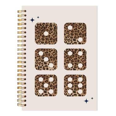 Imagem de LADOCK Caderno de dados de leopardo moderno, diário com estampa de chita descolada, material escolar de escritório feminino, presentes Y2K para mulheres, caderno espiral estético, 14 x 21 cm
