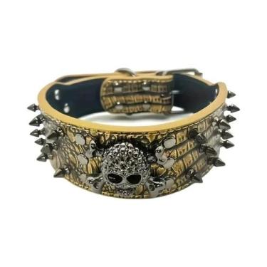 Imagem de Coleira Ajustável De Couro PU Com Espinhos Para Cães Pequenos, Médios 