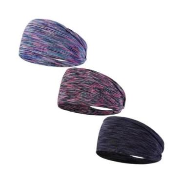 Imagem de Faixa De Cabelo Unissex Elástica Absorvente De Suor Para Yoga, Kit Com