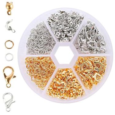 Imagem de Kit de fabricação de joias de 340 peças de fechos de garra de lagosta, inclui fechos de lagosta, anéis de salto, extremidades de crimpagem para fazer você mesmo reparo, pulseiras, colares, joias e