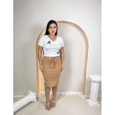 Imagem de Conjunto Plus Size Karla Moda Evangélica Feminina - Miss Flower, Bege,